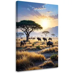 BILD auf Leinwand, Afrikanische Tiere Savanne Natur