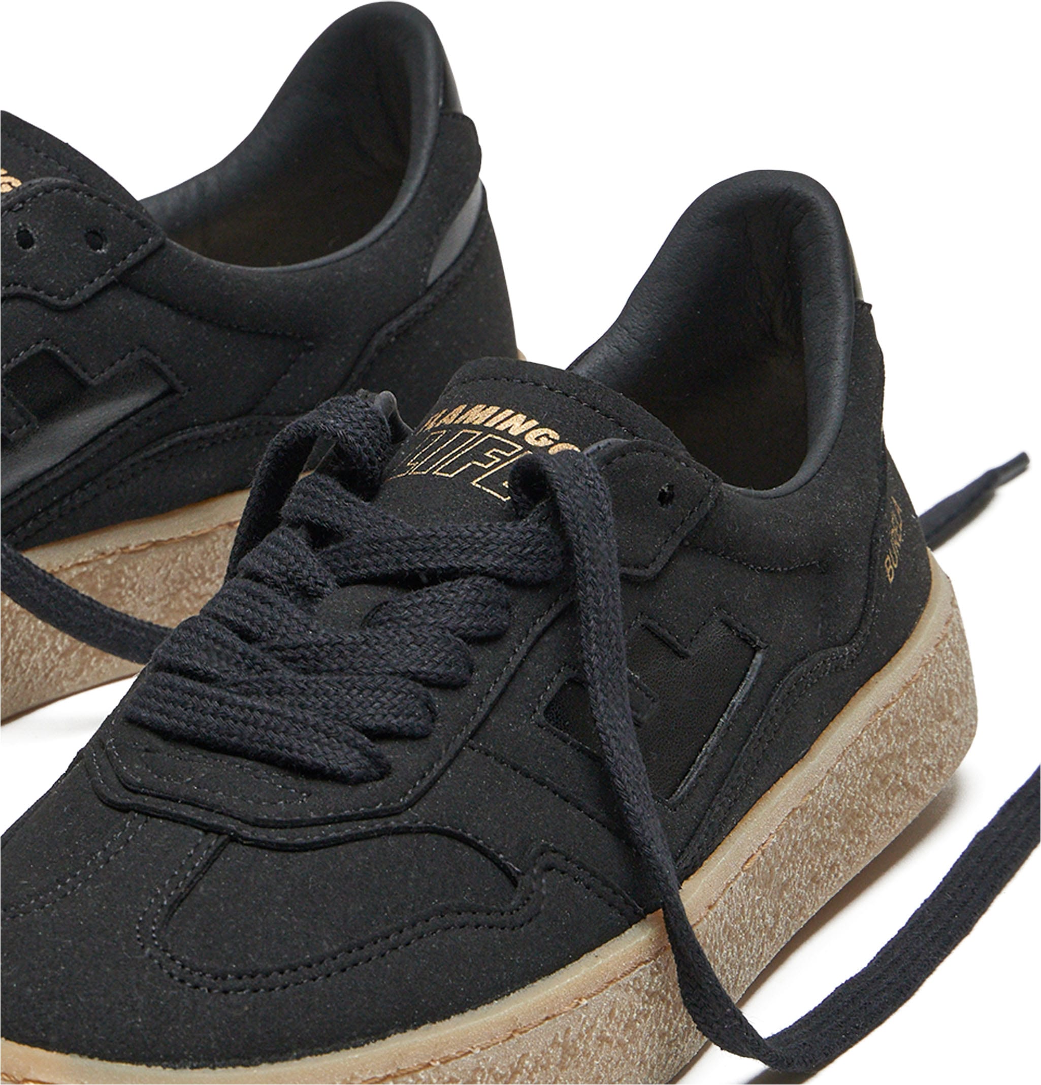 Sneaker FLAMINGOS LIFE "BURELA BOLD", Damen, Gr. 36, schwarz (schwarz suede), Synthetik, Schuhe Sneaker, vegane Sneaker schwarz suede 36