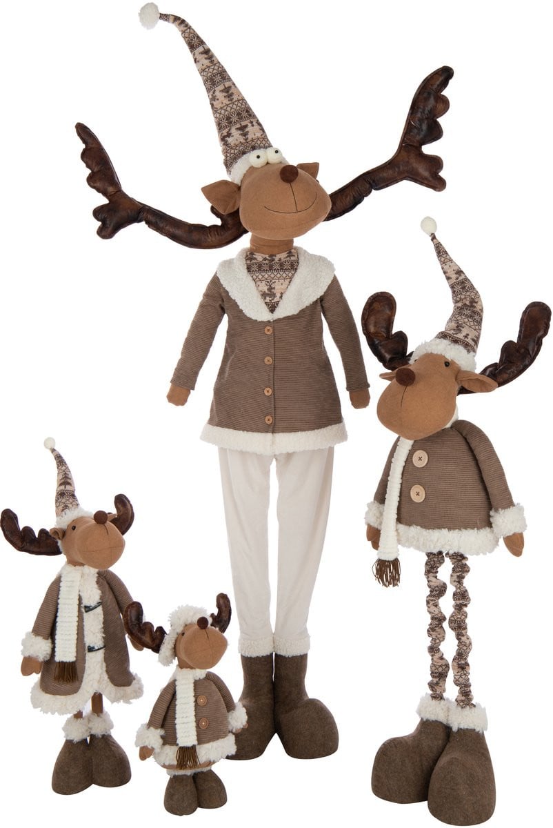 J-Line Rendier Telescopic kerstfiguur voor op tafel, mix kleuren