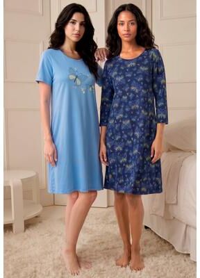 Plus Size Women's 2-Pack Sleepshirts by Dreams & Co. in French Blue Butterflies (Size 3X)