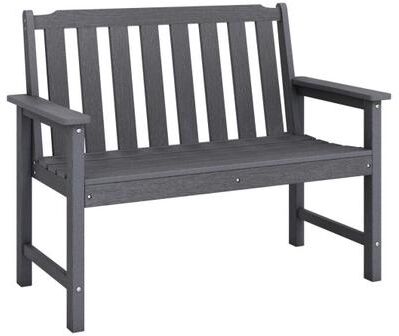 Costway 2-Person All Weather HDPE Outdoor Garden Bench with Backrest and Armrests-Gray