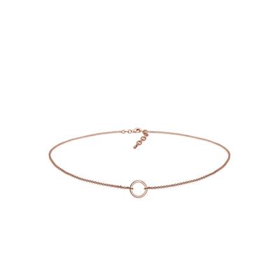 Choker ELLI "Halskette Choker Anhänger Kreis Rund 925 Silber" Gr. 38, rosa (rosegold), Halsketten, Damen, ohne Stein, Silber 925 (Sterlingsilber)