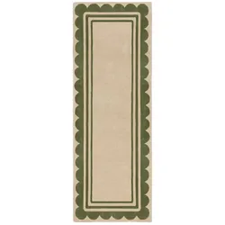 KADIMA DESIGN Wollteppich Handgetuftet mit elegantem Jakobsmuschel-Design | Langlebig & Komfortabel | 80x230cm