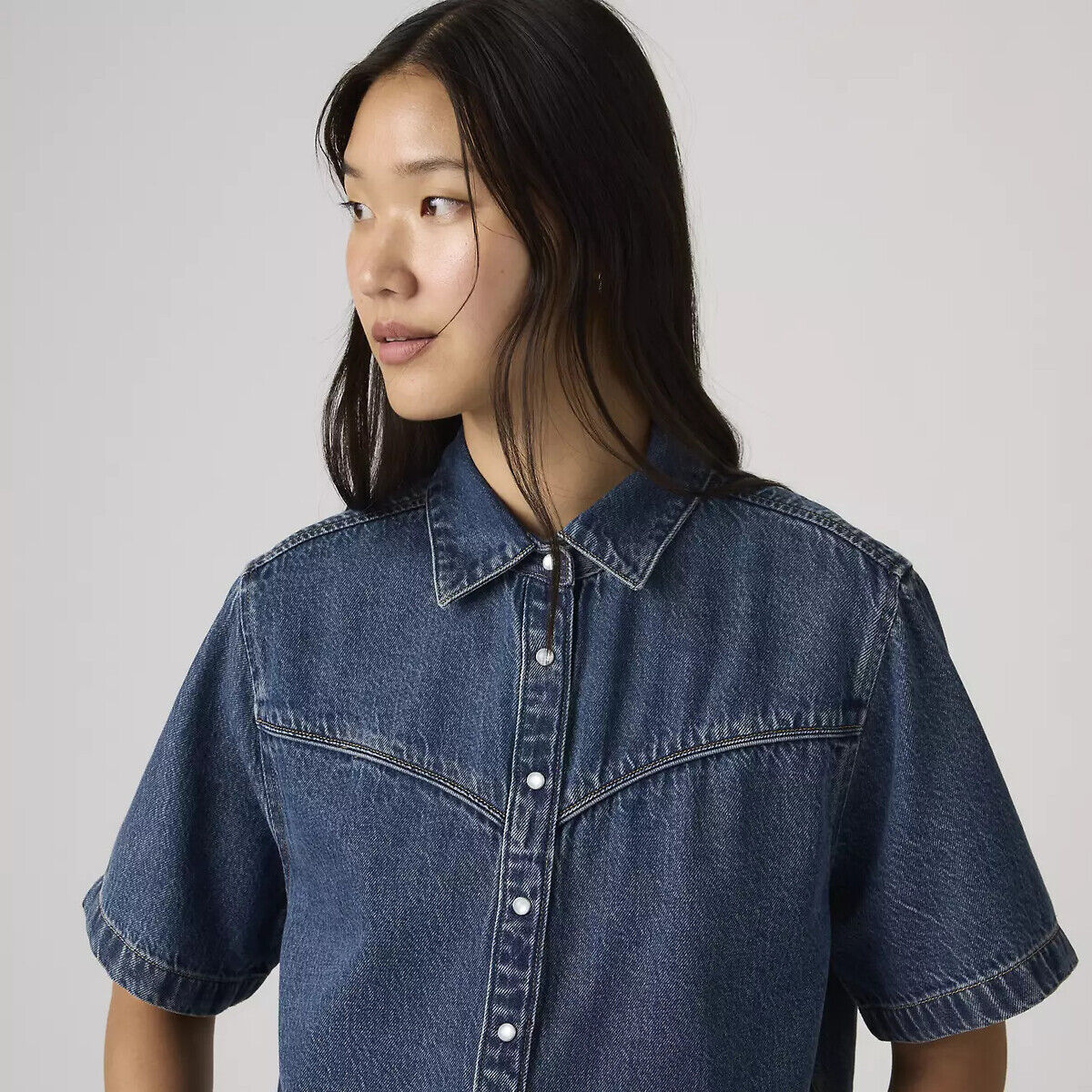 LEVI'S Chemisier court manches courtes denim
