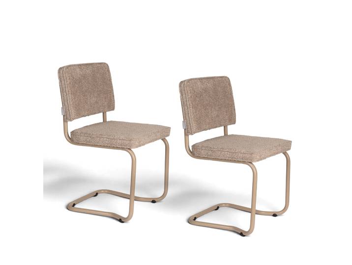 Zuiver Ridge Kink Soft Stuhl - 2er Set Beige, Neu - Perfekt für Besucher und Gäste