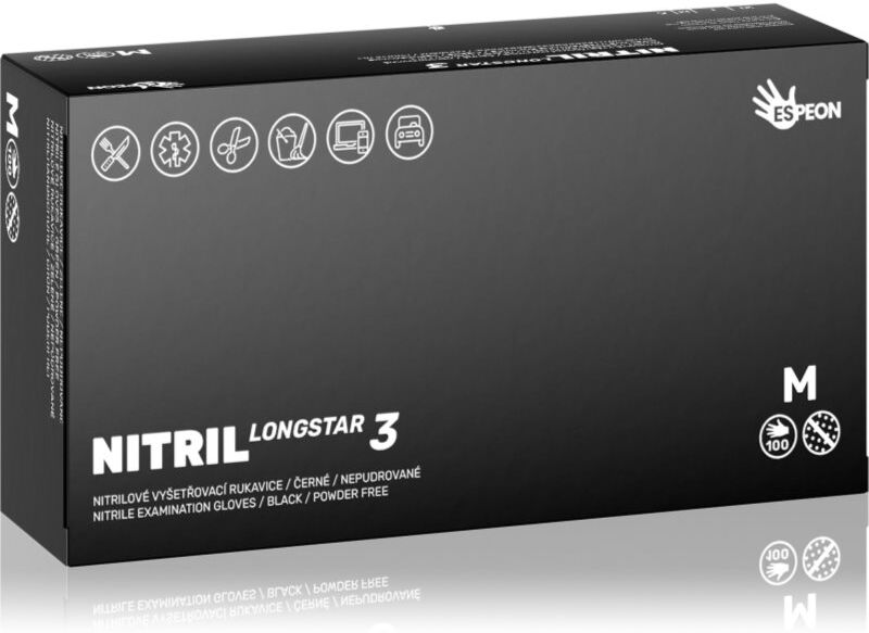 Espeon Nitril Longstar3 Black gants non poudrés en nitrile taille M 2x50 pcs
