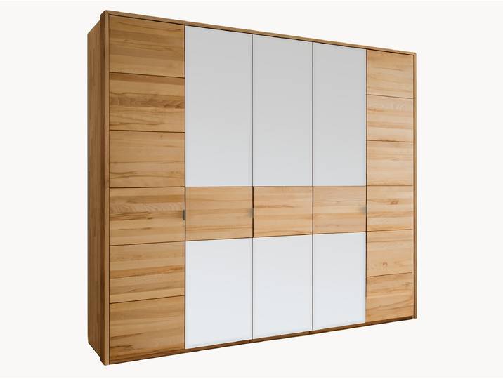 Drehtüren-Kleiderschrank Bellavista - 3-türig - Kernbuche - 50er-Raster - Spiegel/Holz