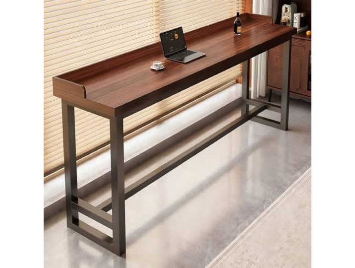 PQXQZ Bartisch, Hochtisch aus Massivholz Im Landhausstil Bar Table für Küche und FrüHstückstheke für Bistro Esszimmer und Wohnzimmer(Brown,140x30x104cm)
