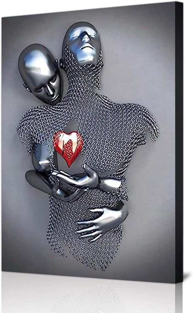 Abstracte Metal Figure Sculpture Wanddecoratie met 3D Visueel Effect - 24,5 x 40 cm - Stijl 24