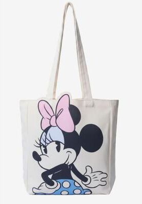 Women's Disney Minnie Mouse Die-Cut Canvas Tote Bag with Shaped Top by Disney in Beige (Size ONE SIZE)
