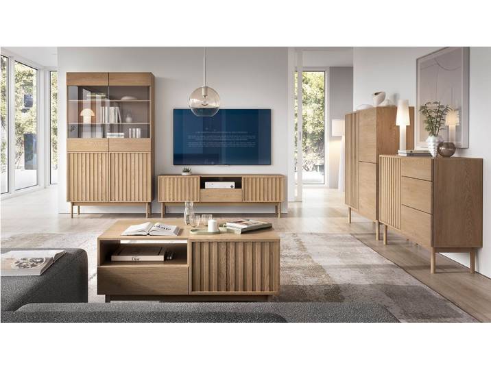 ROYAL24_MARKT Wohnzimmer-Set Savira Wohnzimmer-Set 5-teilig – Modernes Wohnkonzept in Cremona Eiche, (Wohnzimmer-Set, 5-St., Premium - Savira), Top Materialien - Zeitloser Stil - Beste Verarbeitung.