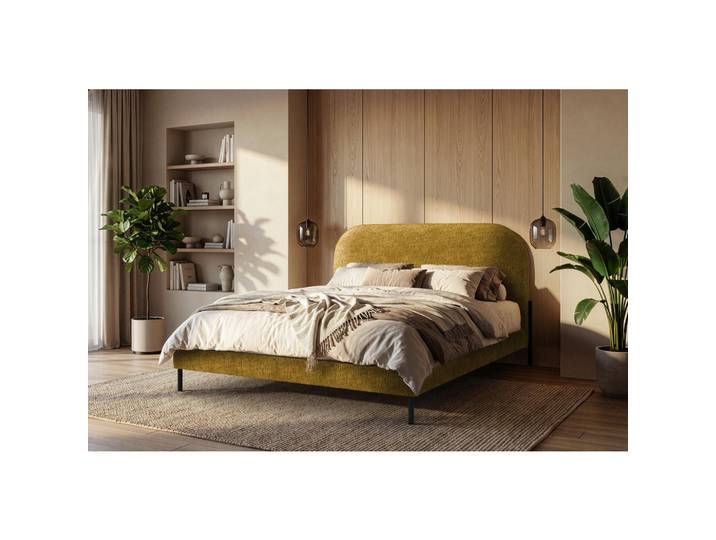 Mid.you Polsterbett, Currygelb, Metall, 180x200 cm, gepolstertes Kopfteil, Stoffauswahl, in verschiedenen Größen erhältlich,nicht verstellbar, alternative erhältlich, Schlafzimmer, Betten, Polsterbetten