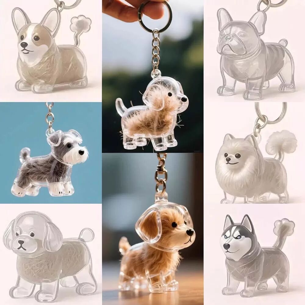 INF Porte-clés Capsule de Rangement Poils d'Animaux - Petit Samoyède Mignon