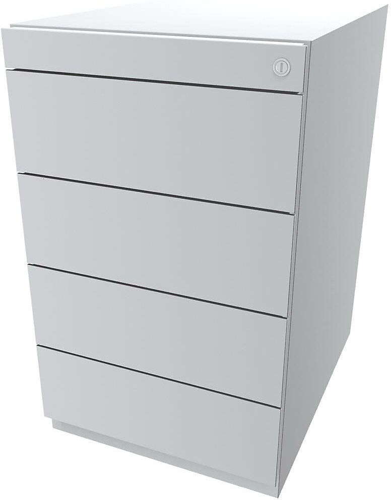 Standcontainer Note™, mit 4 Universalschubladen, Tiefe 565 mm, verkehrsweiß BISLEY