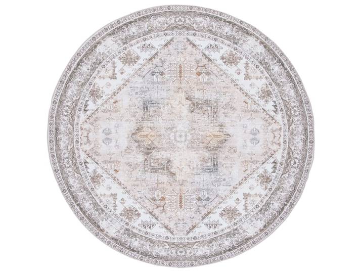 Tapis traditionnel en polyester beige/gris, 183 cm