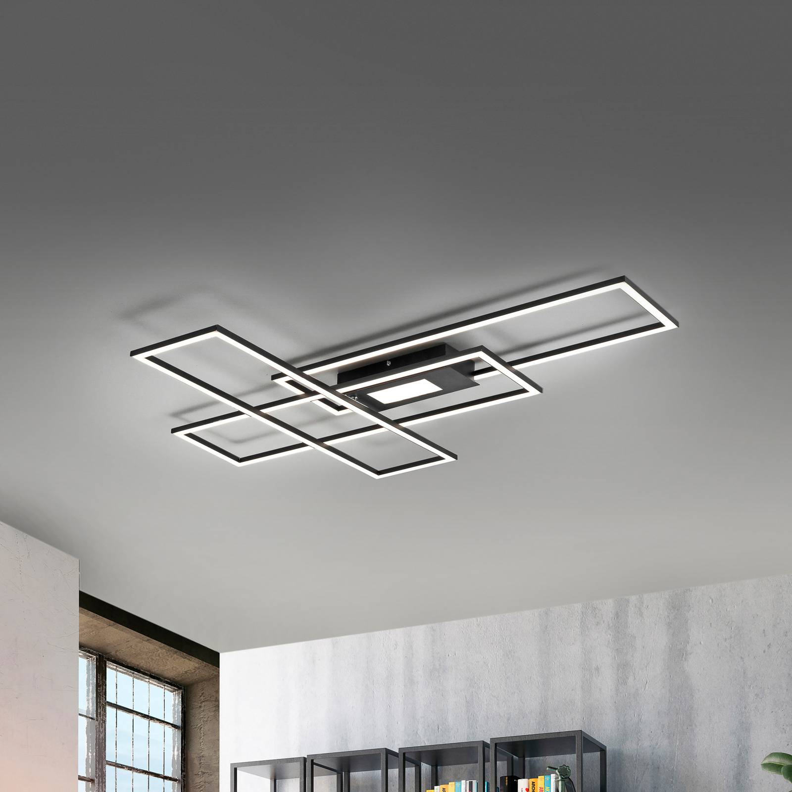 JUST LIGHT. GmbH LED Deckenlampe Asmin, dimmbar, schwarz, für Wohn- / Esszimmer, Aluminium, Modern, LED Deckenleuchte
