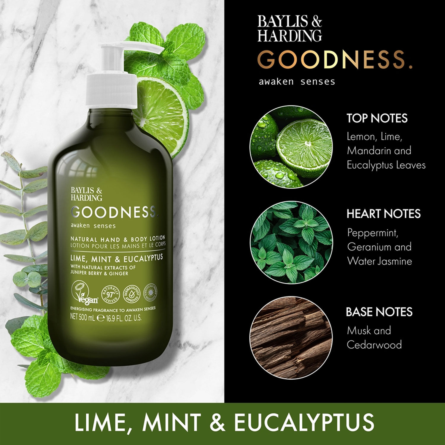 BAYLIS & HARDING Goodness Lime, Mint & Eucalyptus Hand & Body Lotion 500ml