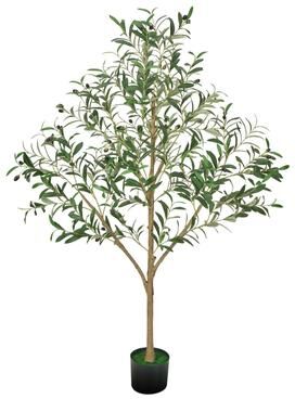 Kodotan sofa 5FT Artificial Olive Tree Tall Fake Plant with Black Pot for Home Office