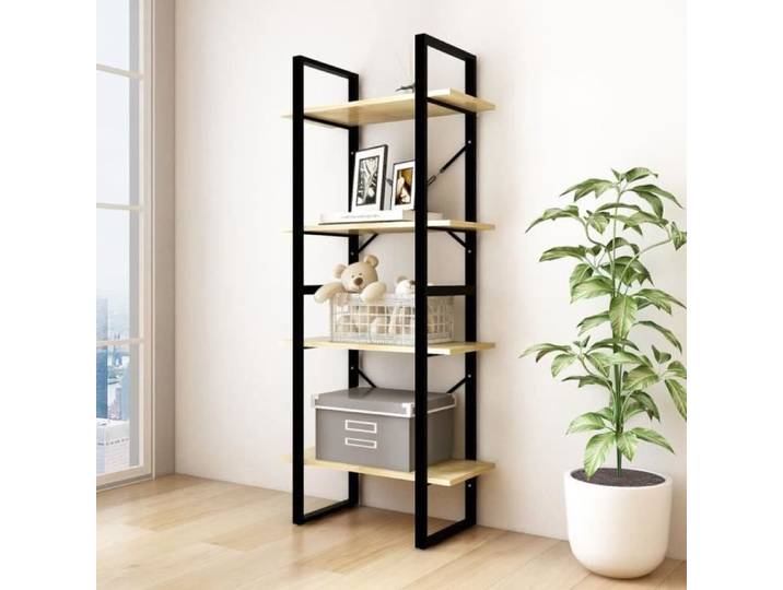 MAISON BEST:- 81657) Bibliothèque à 4 niveaux - Armoire de Rangement - Bibliothèque Étagère 60x30x140 cm Bois de pin massif