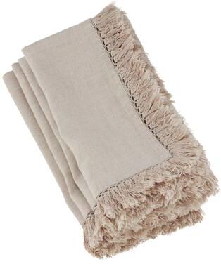 Saro Lifestyle Rustic Linen Napkins With Large Fringe Edges (Set of 4)