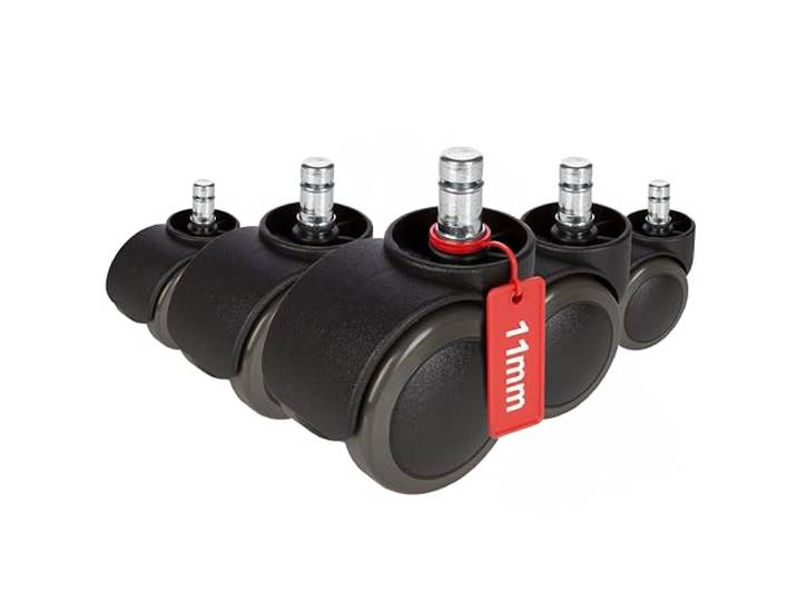 hjh OFFICE 619026 5X roulettes pour sols durs 11mm / 50mm ROLO No-Noise roulettes de Chaise pour sols durs (Pack de 5)