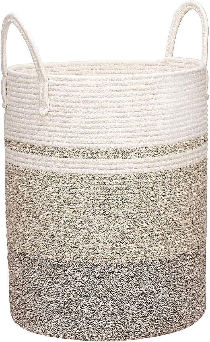 Ajiteogy Wicker Storage Basket met handgrepen en open weefsel - 58L - Bamboe