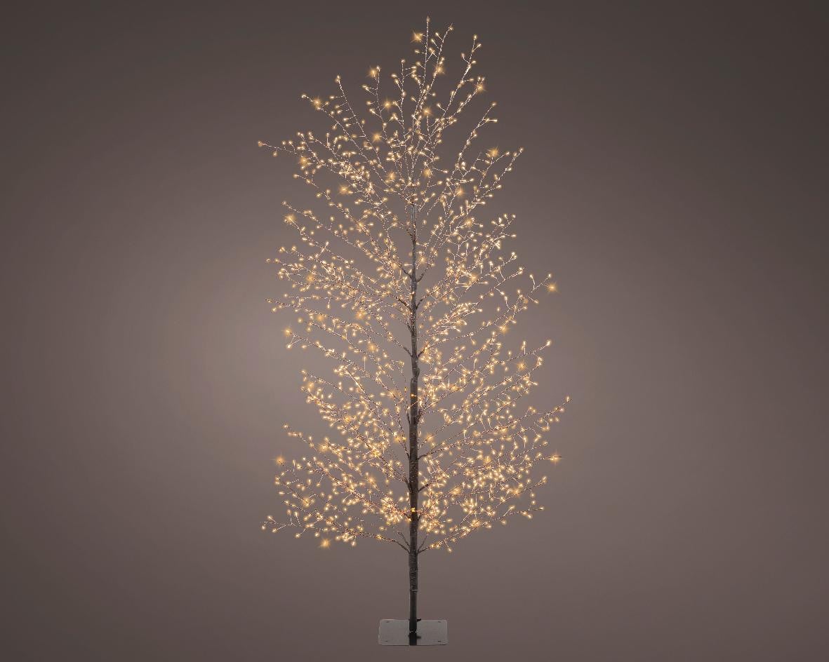 Lumineo Classic Kerstboom PVC Zwart met 1350 Warm Witte Micro-LED Verlichting, Hoogte: 150 cm