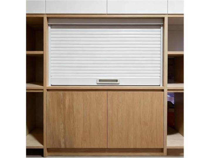 HGOuhK Rollladentür-Set for Küchenschränke, Sideboard-Rolltüren aus Kunststoff mit Griff und Schienen(Black,40x90cm/16x35in)