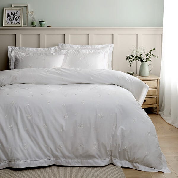 Bianca Fine Linens Bianca Lottie Embroidery Duvet Cover Set White