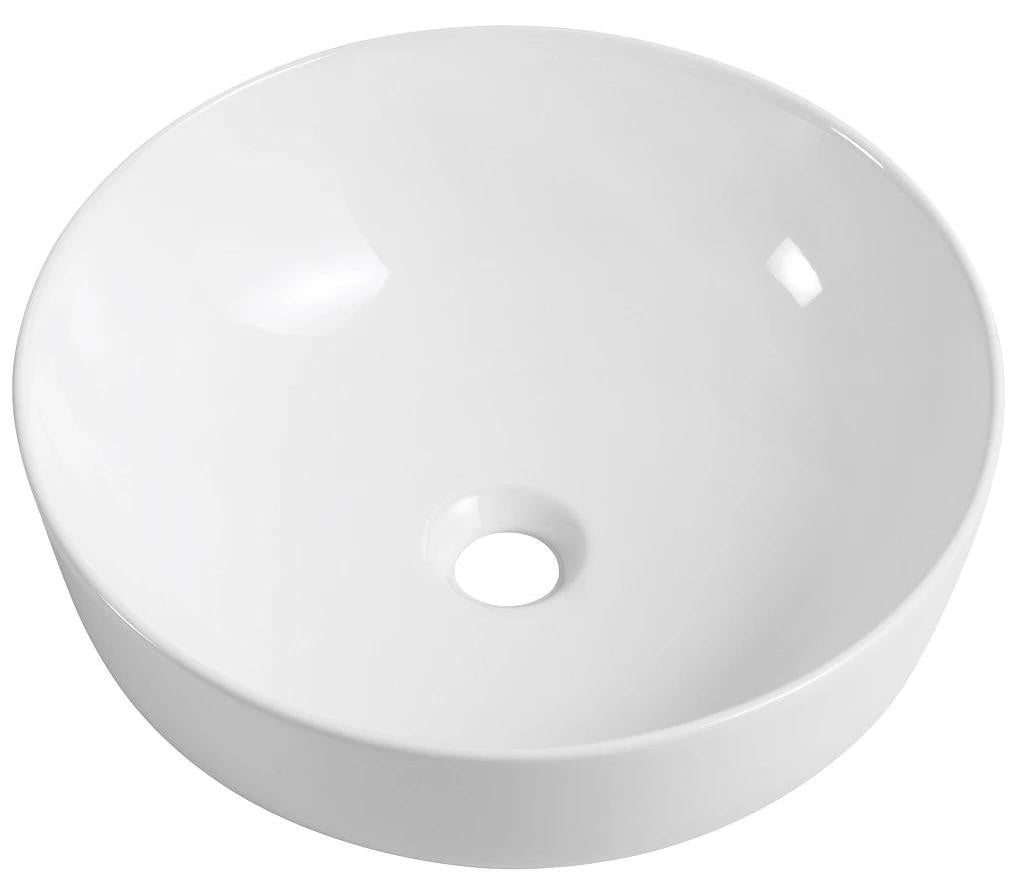CERANO Marcello Keramische opbouw wastafel - Wit, glanzend - Ø 42 cm