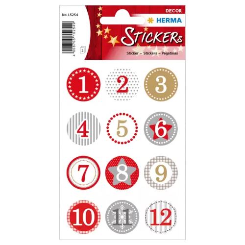HERMA DECOR ADVENTSKALENDERZ.1-24, ROT Ø 2 cm