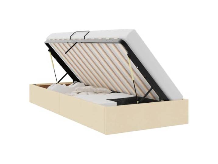 KTHLBRH Ottoman-Bett mit Stauraum, Creme, 90 x 200 cm, Stoff Metallrahmen, hydraulisches Heben, Stoffbezug, quadratisches Ziehen, Innenbereich, Montage erforderlich