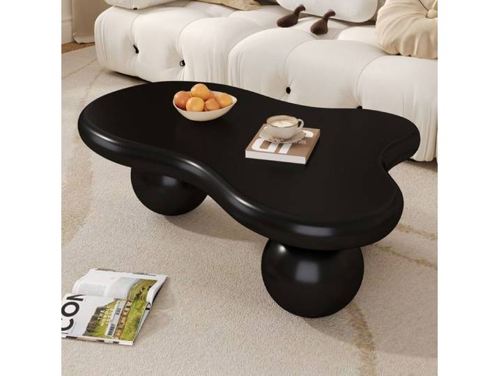 Table basse noire style nuage LED 16 couleurs - Design moderne pieds ronds pour salon & chambre enfant - Éclairage RGB ambiance