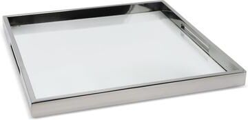 Vivience Large Square Mirror Tray with Handles, Available in 3 Colors and Sizes