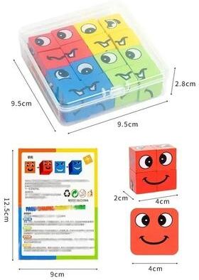 Useful Little Things Montessori Face Changing Puzzle Block Game set W o Bell
