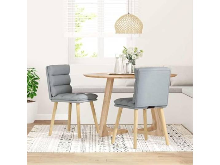 NKOPPFG Esszimmerstühle 2 STK Hellgrau Stoff Gummibaum-Massivholz,Polyestergewebe,ergonomisches Design,Stuhl mit Rückenlehne