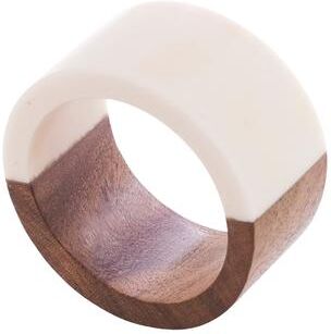 Saro Lifestyle Wood and Resin Napkin Rings With Two-Tone Design