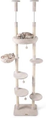 Costway 6-tier Floor to Ceiling Cat Tree with Plush Bed and Sisal Scratching Posts-Beige