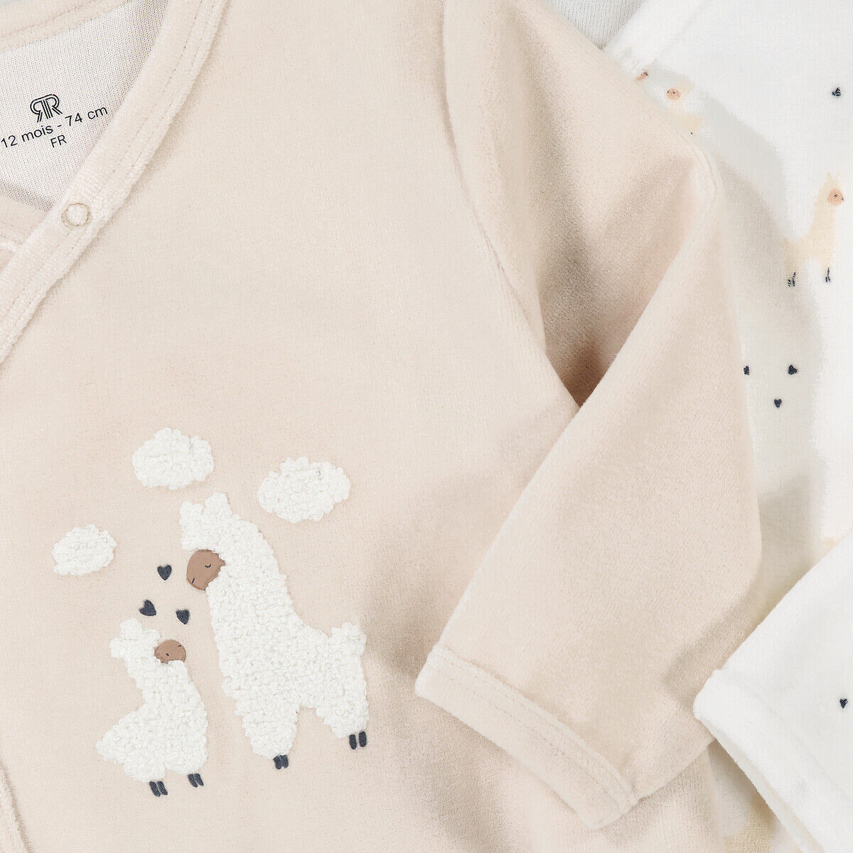 LA REDOUTE COLLECTIONS Lot de 2 pyjamas en velours, ouverture devant, imprimés lamas