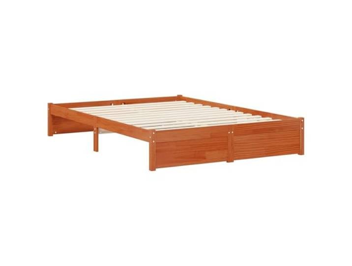 KTHLBRH Doppelbett aus massivem Kiefernholz, Braun Moderne Struktur, klare Linien, gewachstes Finish, rechteckiger Rahmen