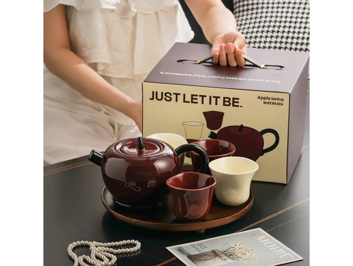 Ensemble de théière en céramique de Style chinois, théière et tasses à thé pour usage domestique, un Pot quatre tasses avec boîte cadeau, ensemble de théière et de tasses