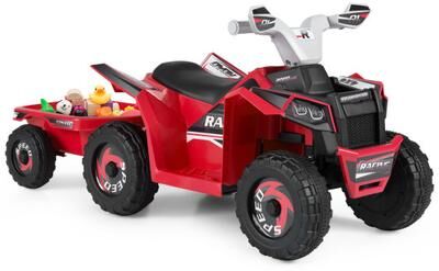 Costway 6V Kids Electric ATV Quad Car with Detachable Trailer-Red