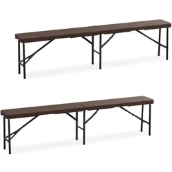 Relaxdays Bierbank 2er Set 180 cm Braun,Schwarz