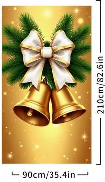 Retailers Go Merry Christmas Door Cover, Bell Garland Door Decor, Dining Table Cover, Elastic Holiday Decoration q 1pcs