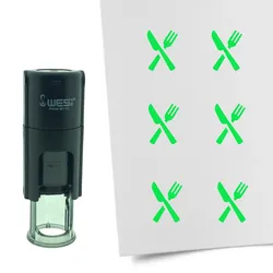 CombiCraft Selbstfärbender Stempel 'Besteck' in der Farbe Grün, Ø10mm