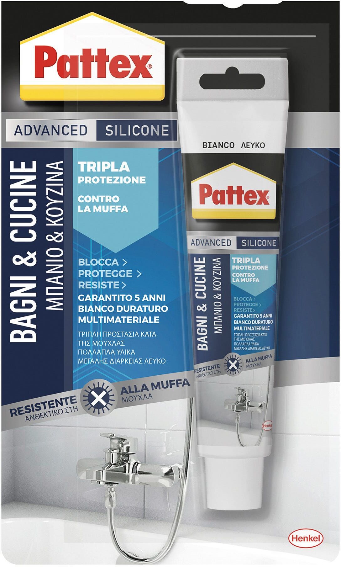 Pattex SILICONE ACETICO  PER SANITARI TRIPLA PROTEZIONE BIANCO 50 ml ANTIMUFFA