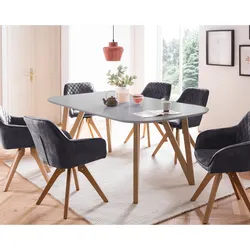 SalesFever »Aino-Mercur« Esszimmergruppe 5-teilig schwarz/grau Esstisch 180x90 cm