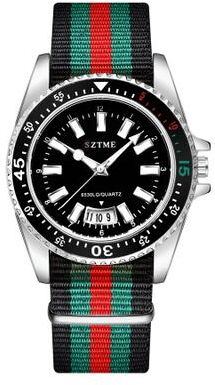 Friendly Fresh Finds Luxurious Nylon Strap Calendar Watch For Men & Women With Night Light Quartz Movement silver Black