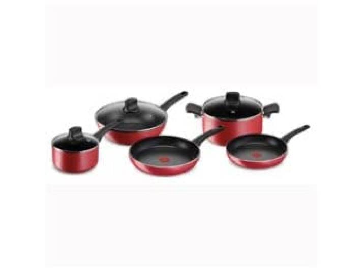 Lagostina Mediterrane Küche Antihaft-Pfannen-Set aus Aluminium, 8-teilig, Induktion, Gas und Ofen, Thermo-Signal-Kochanzeige, ergonomische Griffe aus Bakelit