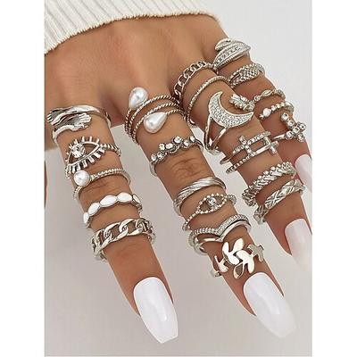 Damenring-Set im Bohème-Stil – Gold- und Silberlegierung, verschiedene Designs, ideal für Freizeit und Festivals, trendige und einzigartige Accessoires